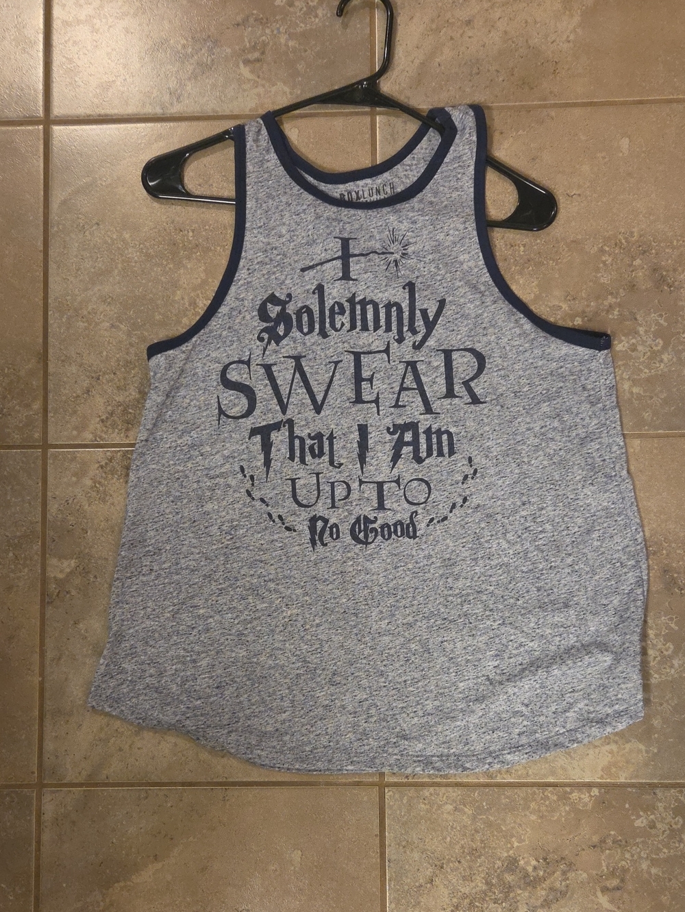 Boxed Lunch Blue Heather Graphic Tank Top - Navy Trim